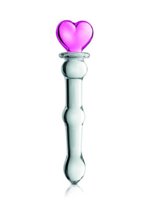 Gode en verre bicolor avec boules et coeur  n°21 Glossy - CC532074
